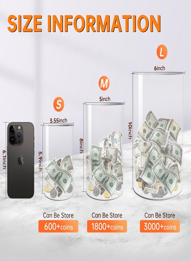 AIPOR Clear Piggy Bank for Adults Kids Must Break to Open,Unopenable Acrylic Clear Piggy Bank Money Saving Box Birthday Gift for Boys Girls,Size 10" H x 6" Diameter (Large) - Image 2